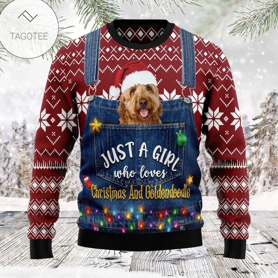 Just A Girl Who Loves Christmas And Goldendoodle Ugly Sweater