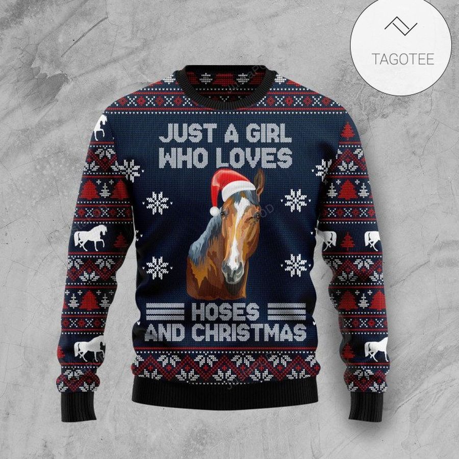 Just A Girl Who Loves Horse And Christmas Ugly Sweater
