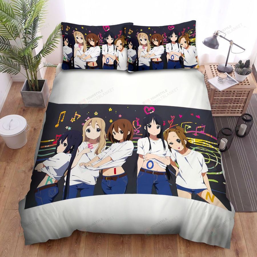 K-On, 5 Girls Taken Together Artwork Bed Sheets Spread Duvet Cover Bedding Sets