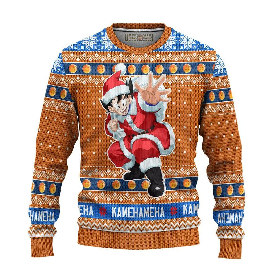 Kamehameha Ugly A N I M E G O K U Dragonball Fans Christmas Happy Xmas Wool Knitted Sweater