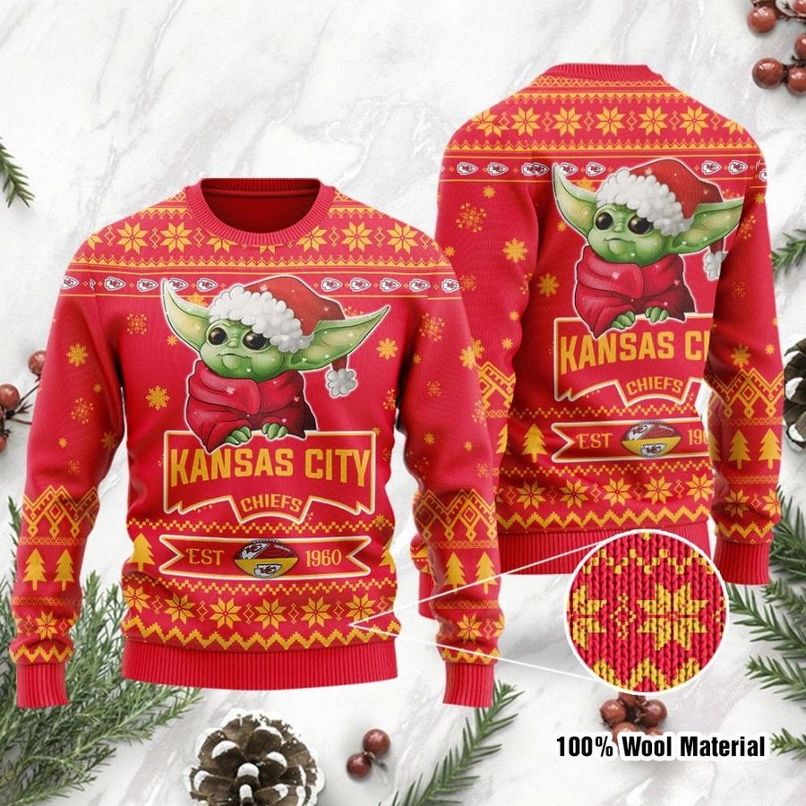 Kansas City Chiefs Cute Baby Yoda Grogu Holiday Party Ugly Christmas Sweater, Ugly Sweater, Christmas Sweaters, Hoodie, Sweatshirt, Sweater