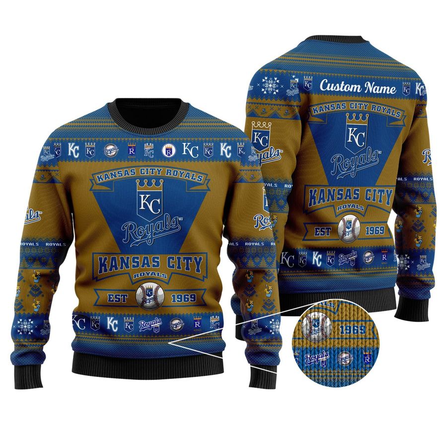 Kansas City Royals Football Team Logo Custom Name Personalized Ugly Christmas Sweater, Ugly Sweater, Christmas Sweaters, Hoodie, Sweatshirt, Sweater