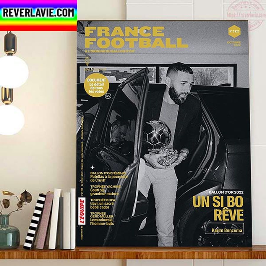 Karim Benzema The Winner 2022 Ballon Dor On Cover Of France Football Home Decor Poster Canvas