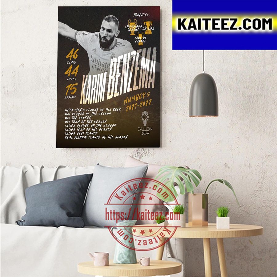 Karim Benzema Wins 2022 Ballon D'or And All Title Of Season Art Decor Poster Canvas