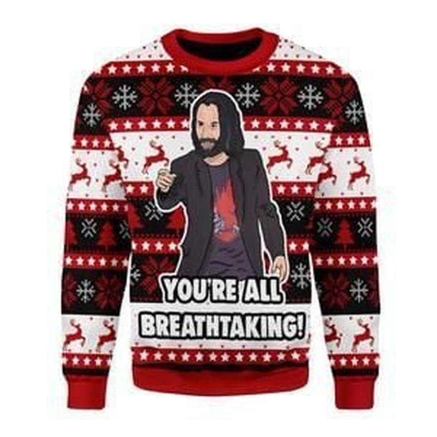 Keanu Reeves Meme Ugly Christmas Sweater