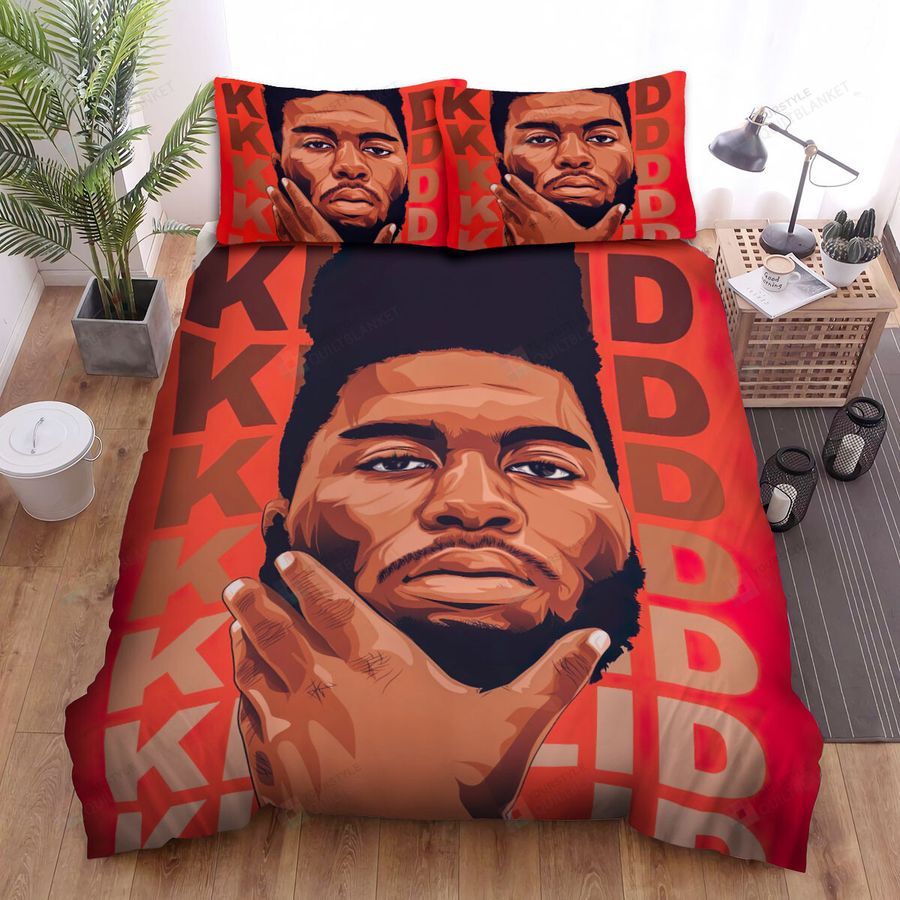 Khalid Portrait Art With Red Background Bed Sheets Spread Comforter Duvet Cover Bedding Sets