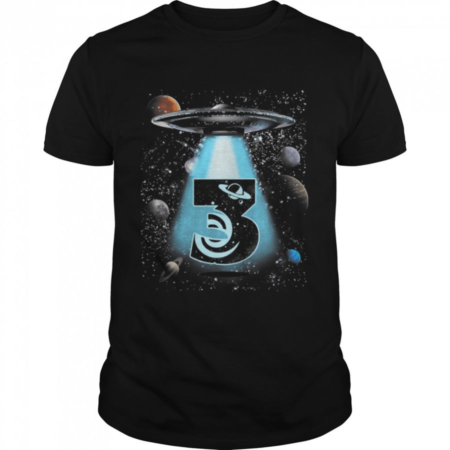 Kids 3rd Birthday Shirt For Boys 3 Years Galaxy Spaceship UFO T-Shirt B09JP3WYNK