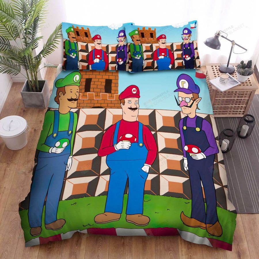 King Of The Hill And Super Mario Crossover Bed Sheets Spread Duvet Cover Bedding Sets