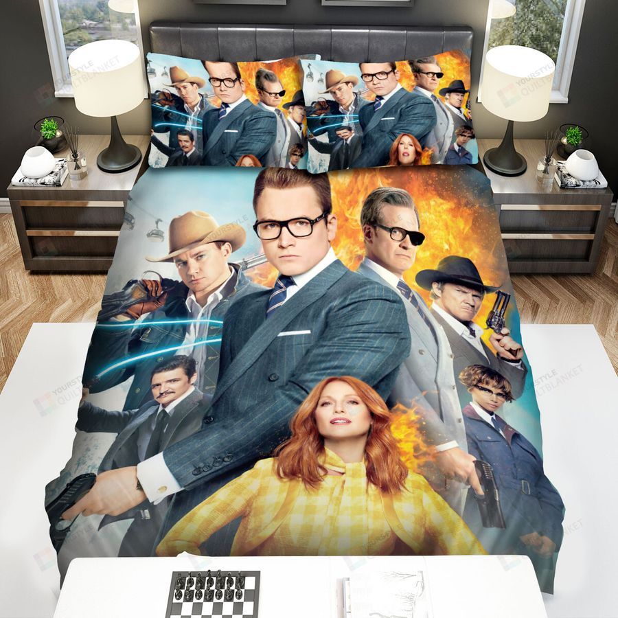 Kingsman The Golden Circle Movie Fire Behind Poster Bed Sheets Spread Comforter Duvet Cover Bedding Sets