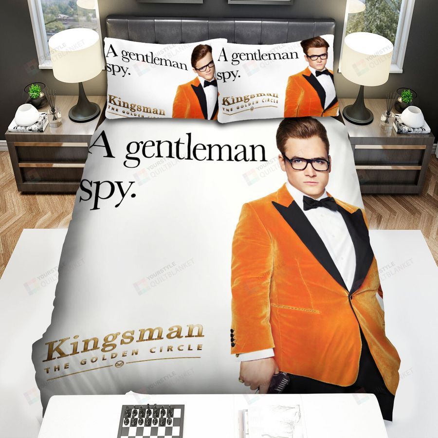 Kingsman The Golden Circle Movie Orange Suite Poster Bed Sheets Spread Comforter Duvet Cover Bedding Sets