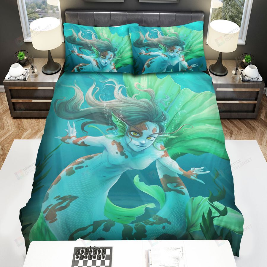 Koi Mermaid Portrait Bed Sheets Spread Duvet Cover Bedding Sets