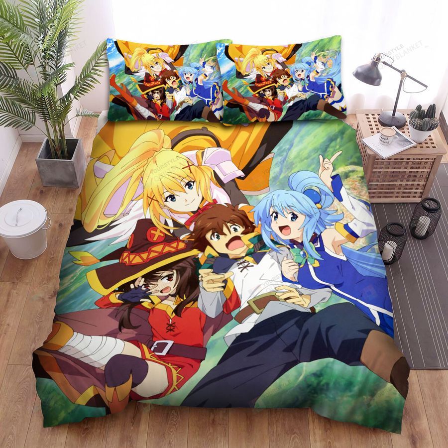 Konosuba Charcters In The Sky Bed Sheets Spread Comforter Duvet Cover Bedding Sets