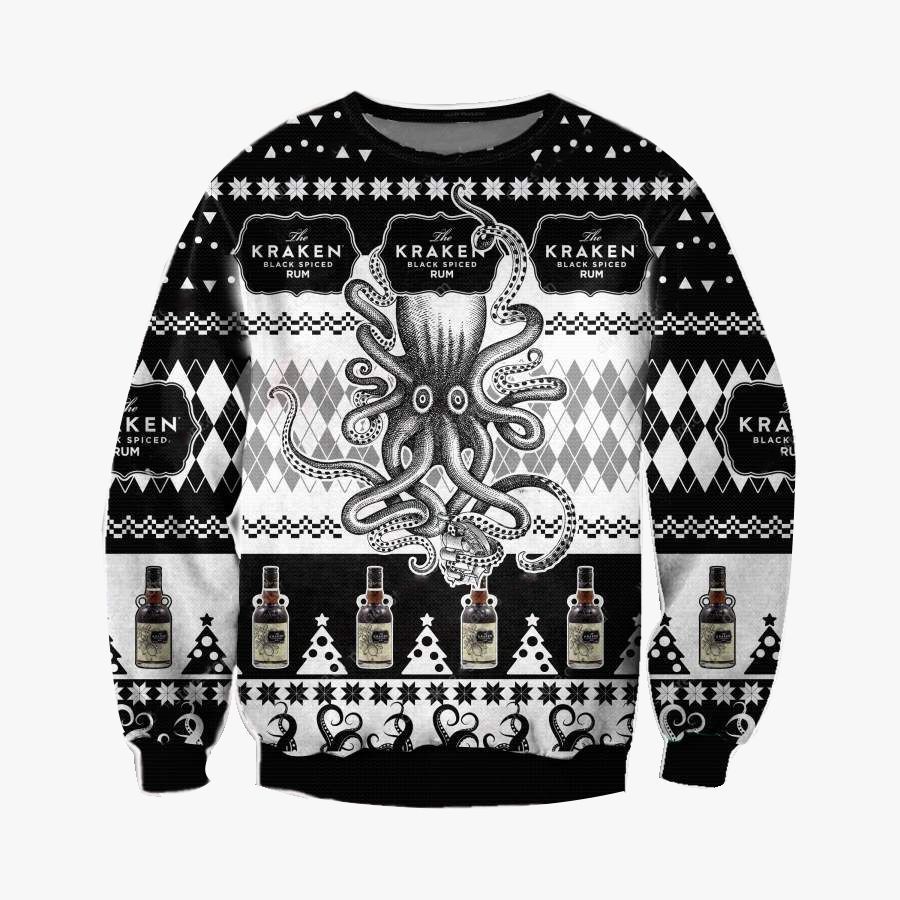 Kraken Black Spiced Rum Ugly Sweater, Octopus Kraken Black Spiced Rum Christmas Shirt