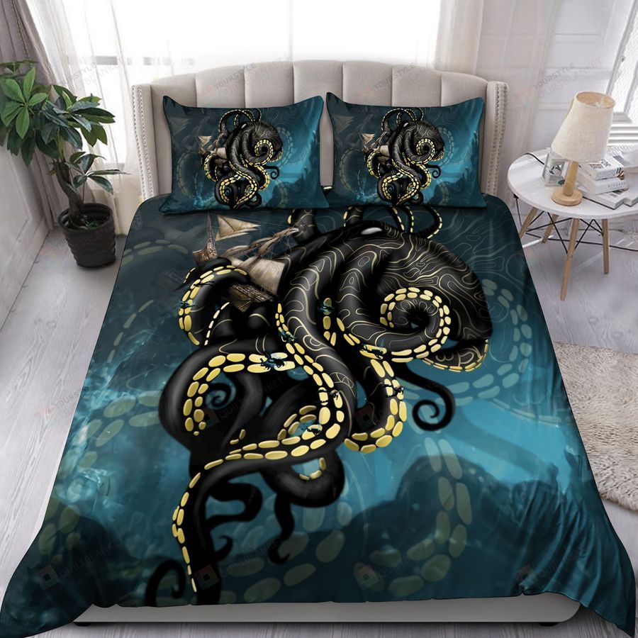 Kraken Octopus King Of The Seven Seas Bed Sheets Spread Comforter Duvet Cover Bedding Sets