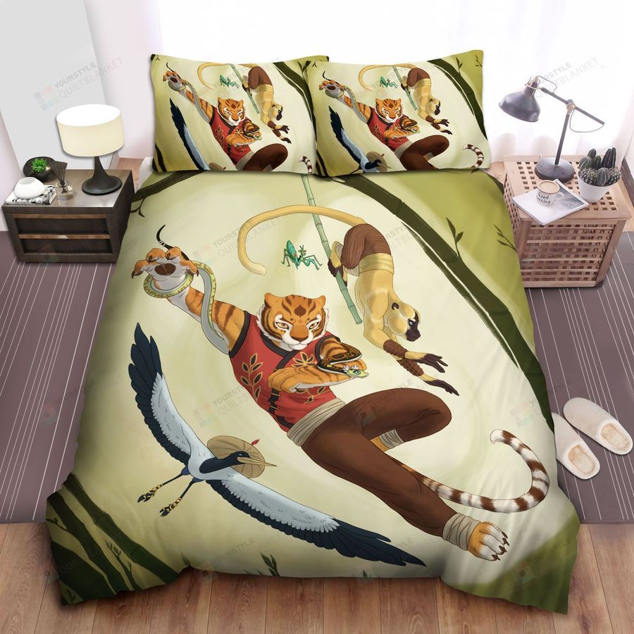 Kung Fu Panda Tiger Monkey Crane Mantes Snake Bed Sheets Spread Comforter Duvet Cover Bedding Sets
