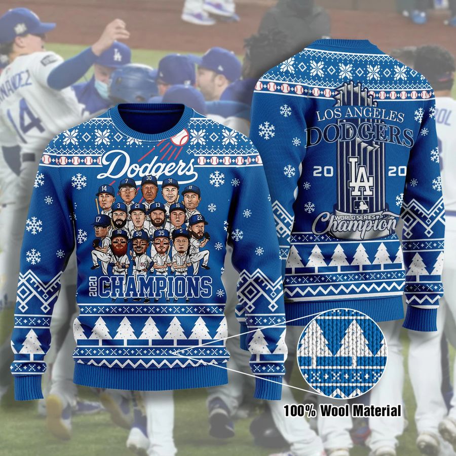 La Dodgers Ugly Christmas Happy Xmas Wool Knitted Sweater