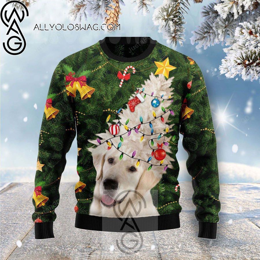 Labrador Retriever Noel Christmas Tree Knitting Pattern Ugly Christmas Sweater