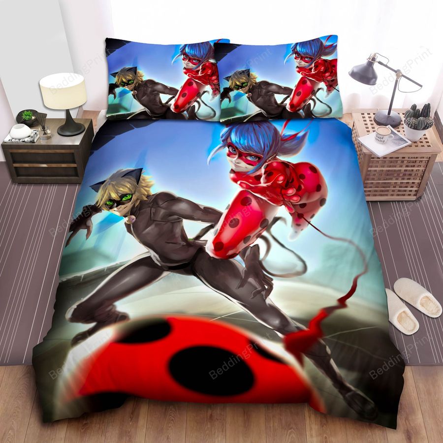 Ladybug & Cat Noir Painting Bed Sheets Duvet Cover Bedding Sets