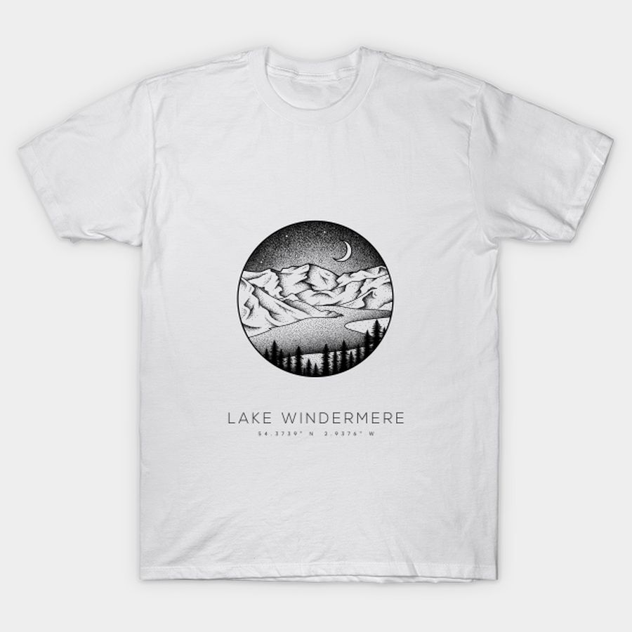 Lake Windermere, England Dotwork Art, Lake District T Shirt, Hoodie, Sweatshirt, Long Sleeve