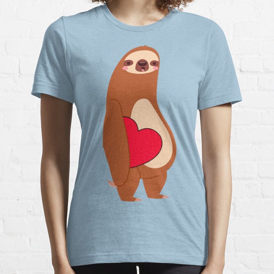 LAZY SLOTH VALENTINES DAY SINGLE HEART ANIMAL FUNNY GIFT  Essential T-Shirt