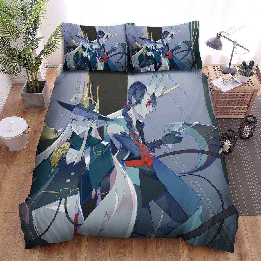League Of Legends Aphelios & His Sister Alune Anime Art Style Bed Sheets Spread Duvet Cover Bedding Sets
