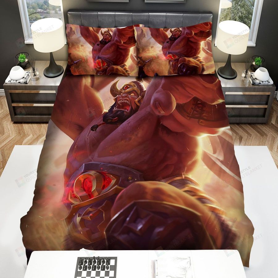 League Of Legends Barbarian Sion Splash Art Bed Sheets Spread Duvet Cover Bedding Set