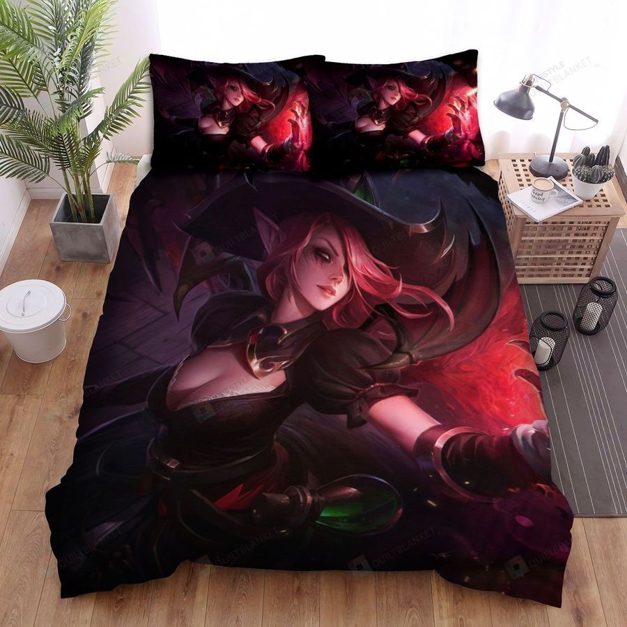 League Of Legends Bewitching Morgana Splash Art Bed Sheets Spread Duvet Cover Bedding Sets