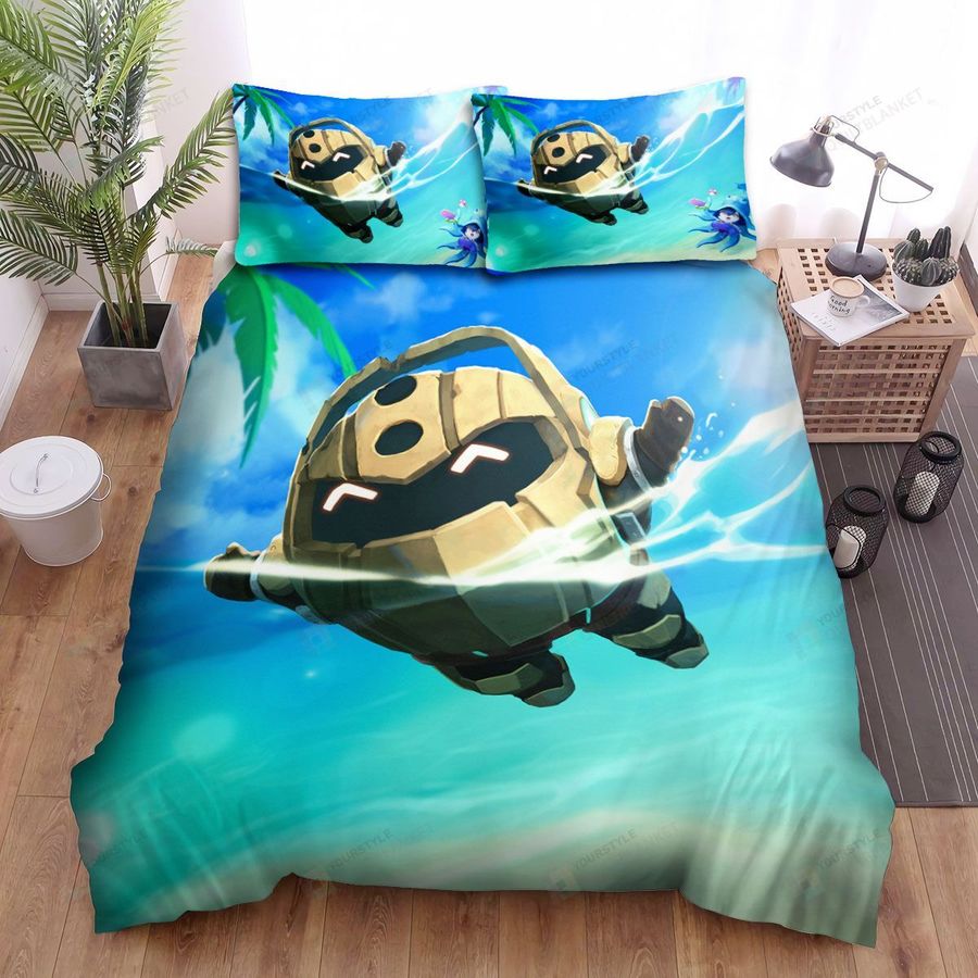 League Of Legends Chibi Nautilus Swimming Artwork Bed Sheets Spread Duvet Cover Bedding Sets