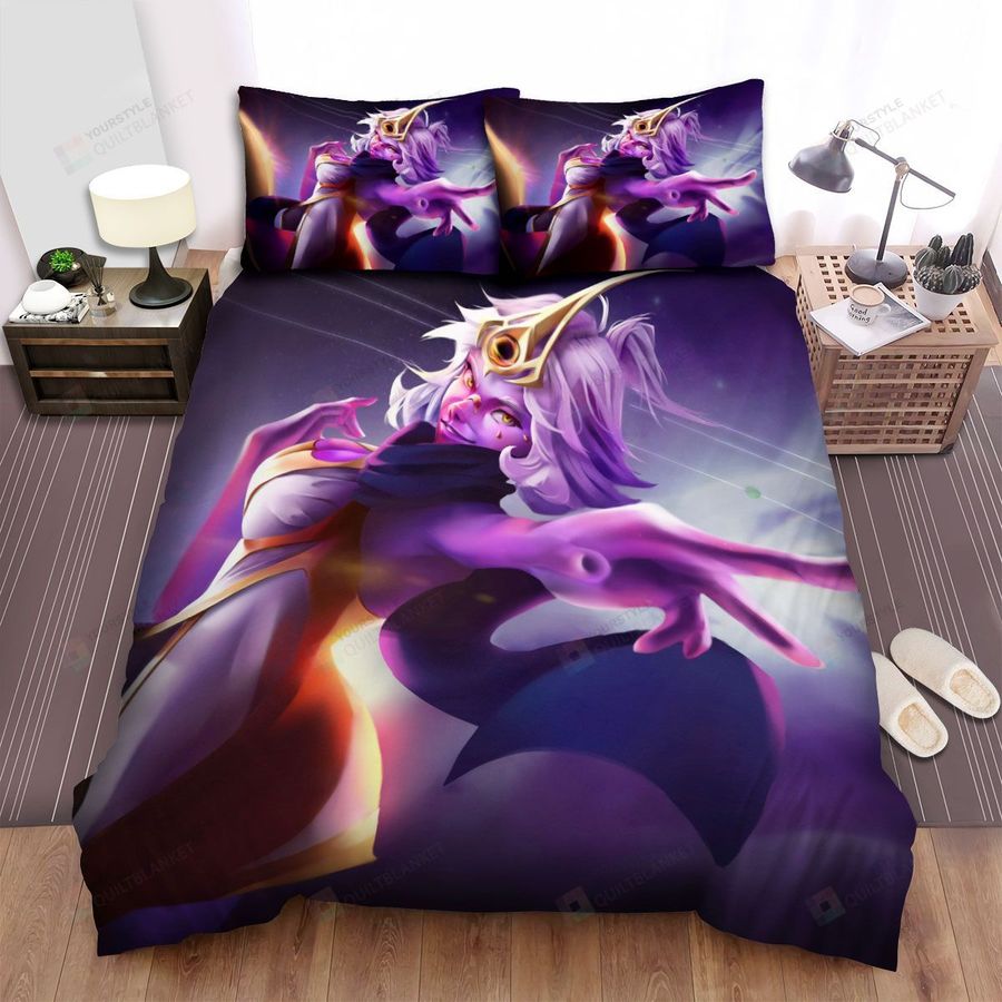 League Of Legends Dark Cosmic Qiyana Concept Splash Art Bed Sheets Spread Duvet Cover Bedding Sets