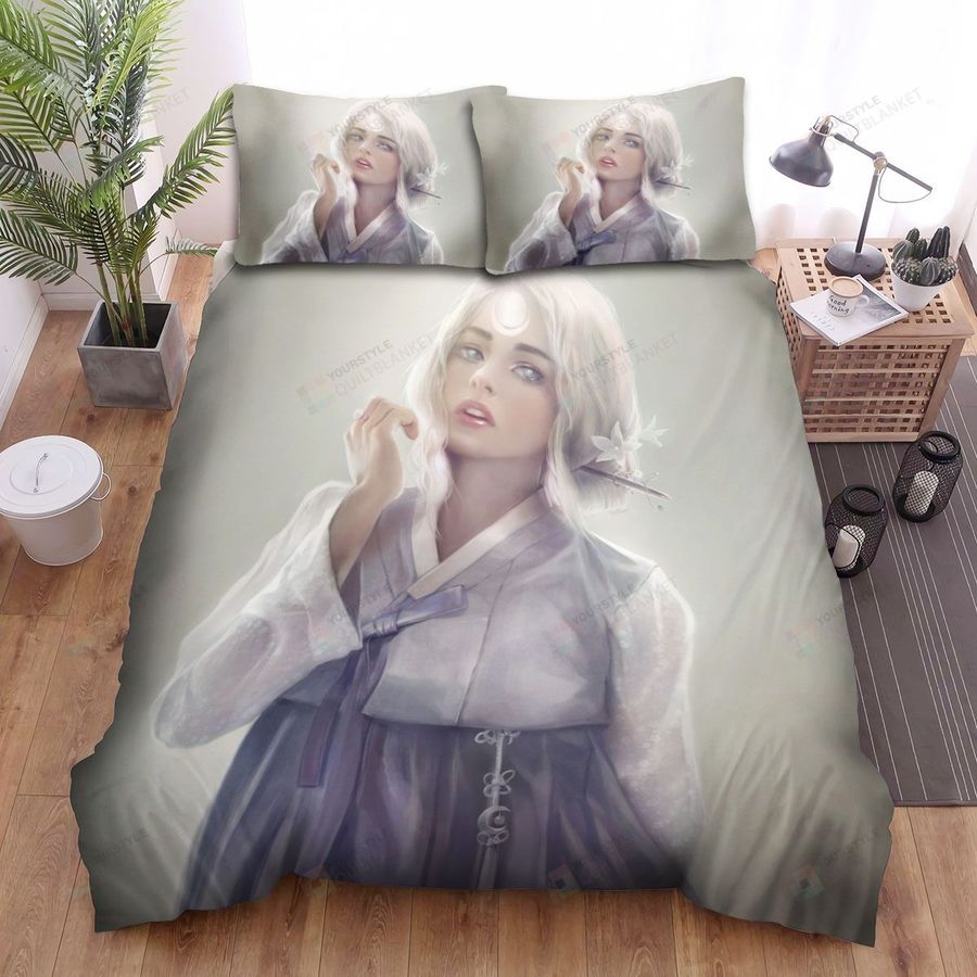 League Of Legends Diana With Hanbok Artwork Bed Sheets Spread Duvet Cover Bedding Sets