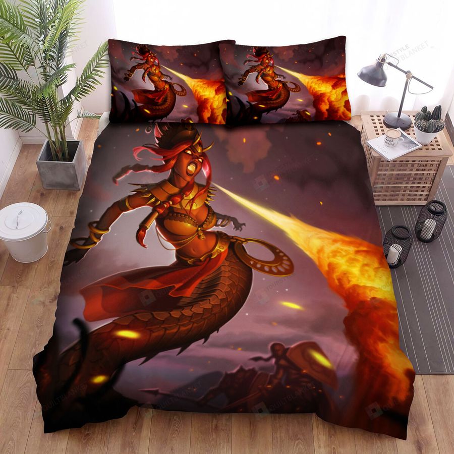 League Of Legends Dragon Princess Cassiopeia Concept Splash Art Bed Sheets Spread Duvet Cover Bedding Sets