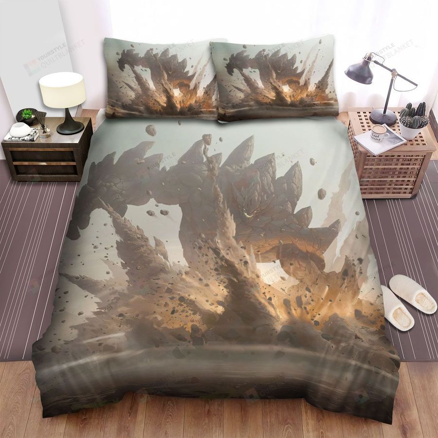 League Of Legends Giant Malphite Ground Slam Artwork Bed Sheets Spread Duvet Cover Bedding Sets