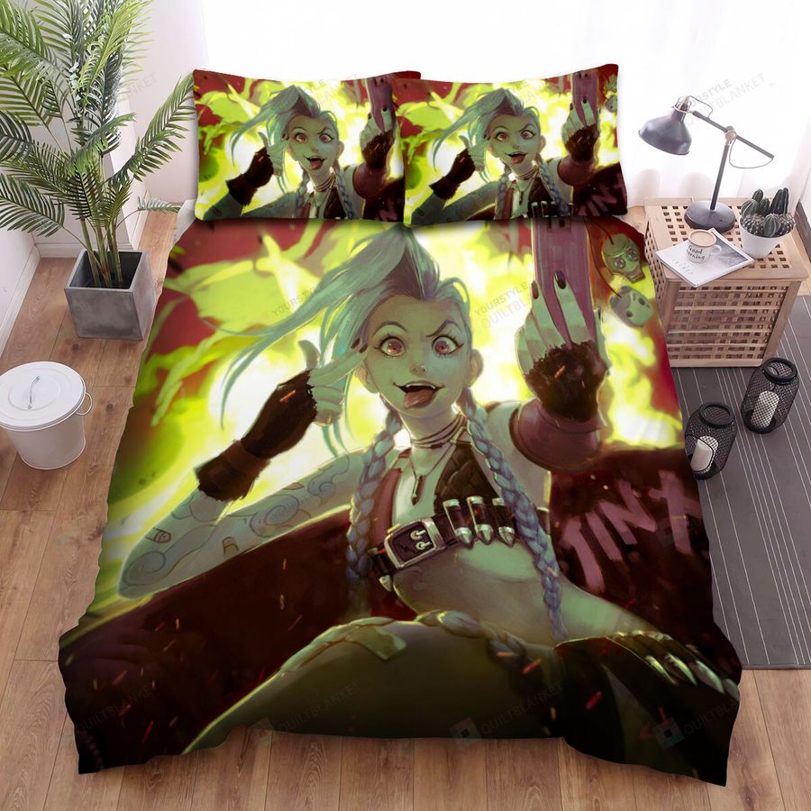 League Of Legends Jinx Getting Excited Artwork Bed Sheets Spread Duvet Cover Bedding Sets
