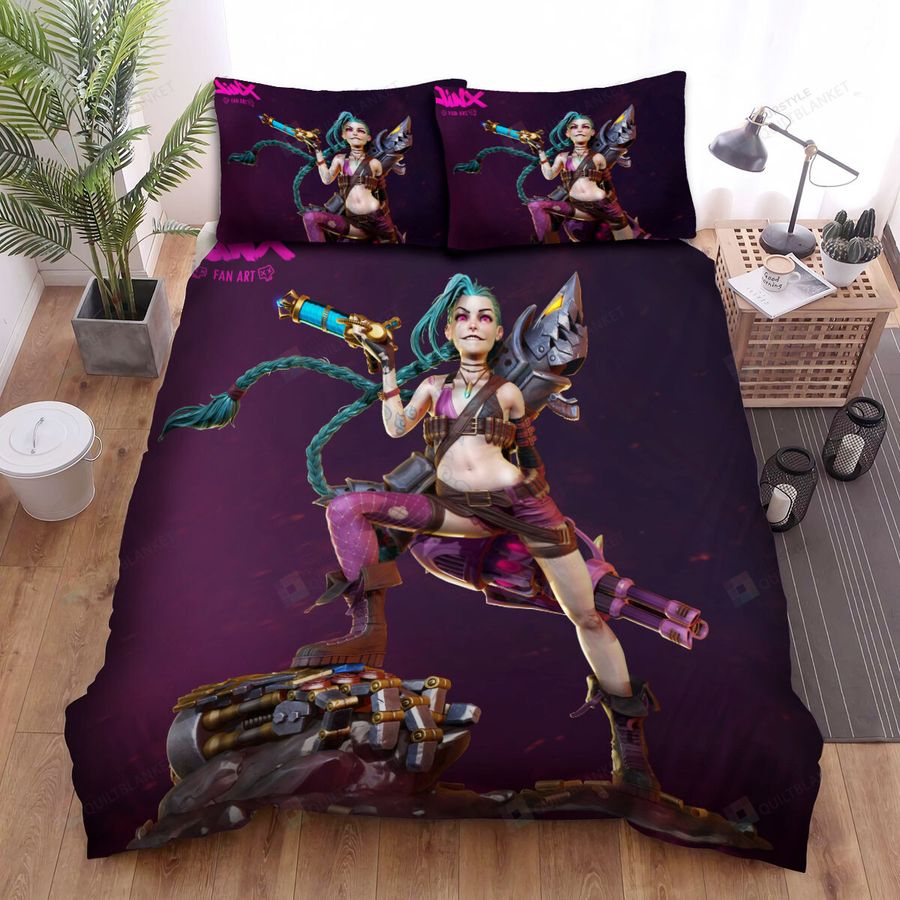 League Of Legends Jinx The Loose Canon Posing Bed Sheets Spread Duvet Cover Bedding Sets