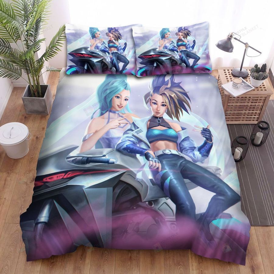 League Of Legends KDa All Out Seraphine Superstar & Akali Bed Sheets Spread Duvet Cover Bedding Sets