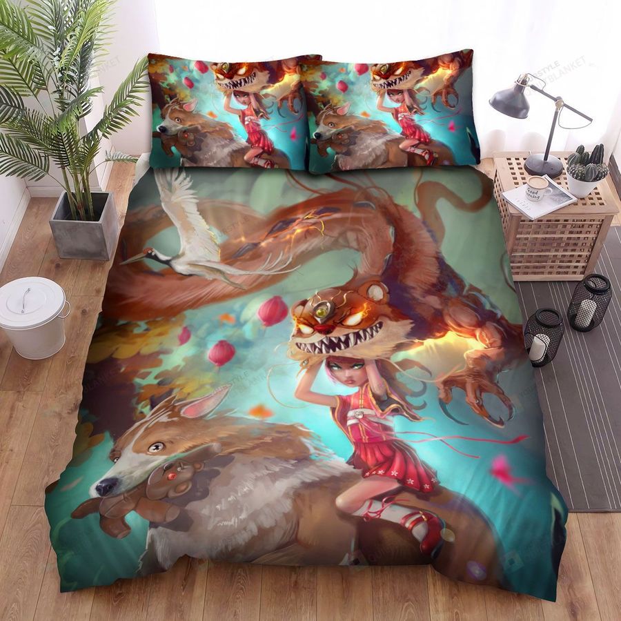 League Of Legends Lunar New Year Annie Concept Art Bed Sheets Spread Duvet Cover Bedding Sets