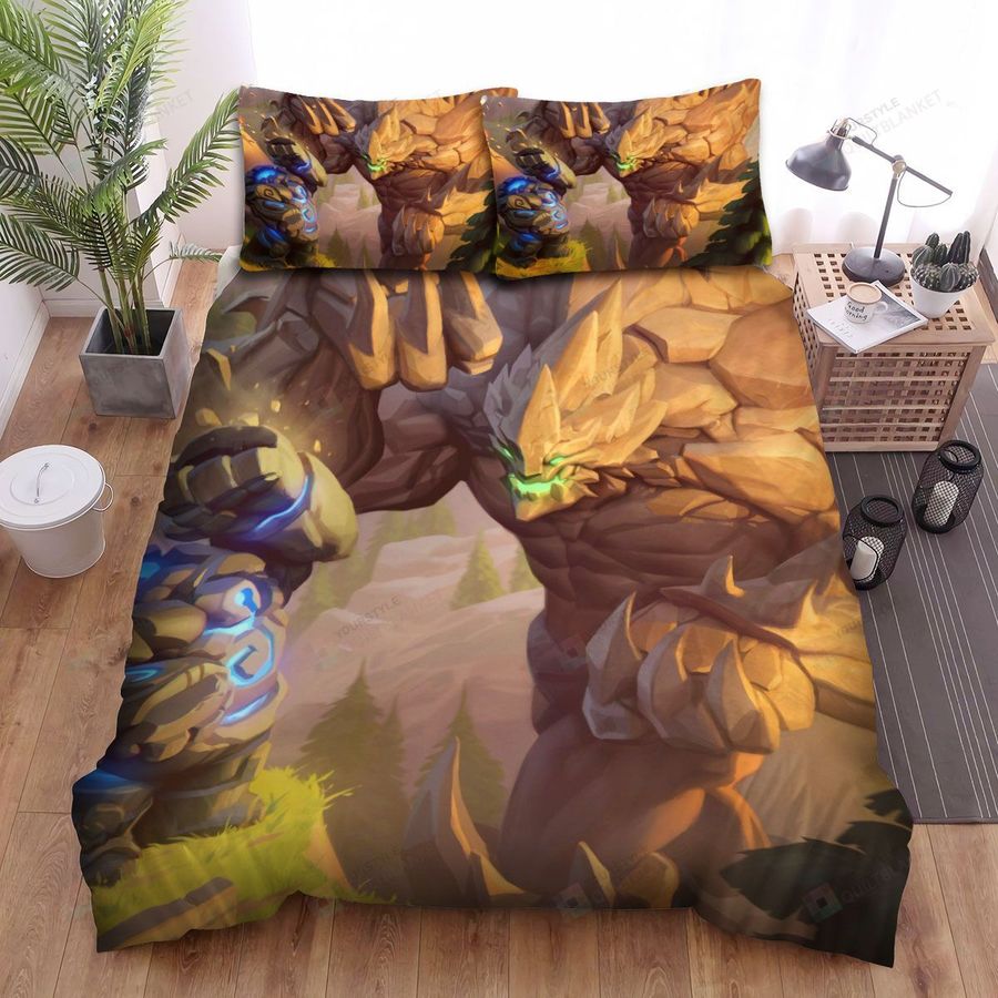 League Of Legends Malphite And The Blue Sentinel Artwork Bed Sheets Spread Duvet Cover Bedding Sets