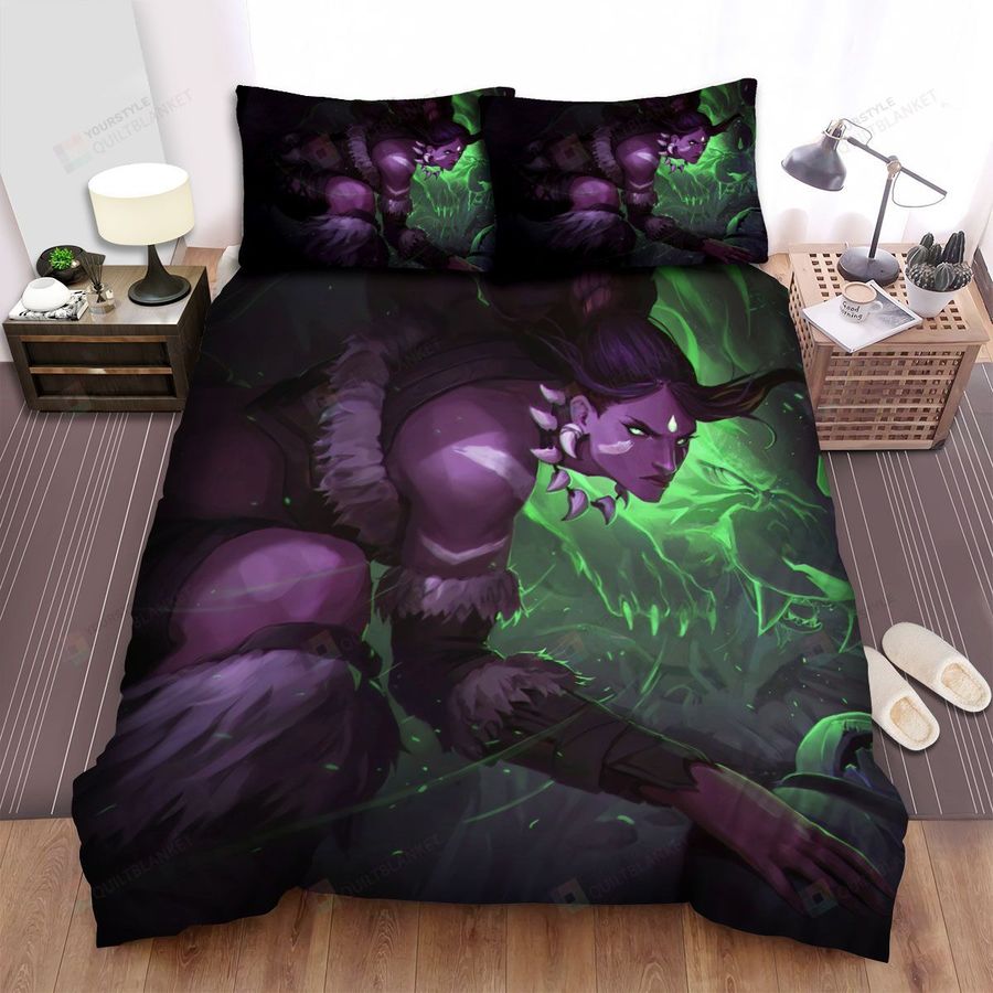 League Of Legends Nidalee & Her Cougar Spirit Artwork Bed Sheets Spread Duvet Cover Bedding Sets
