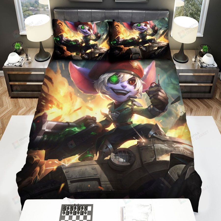 League Of Legends Omega Squad Tristana Splash Art Bed Sheets Spread Duvet Cover Bedding Sets