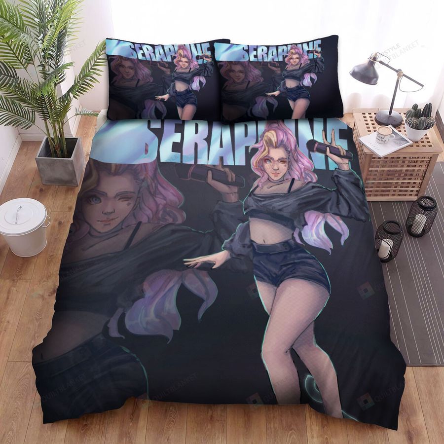 League Of Legends Seraphine In Black Costume Artwork Bed Sheets Spread Duvet Cover Bedding Sets