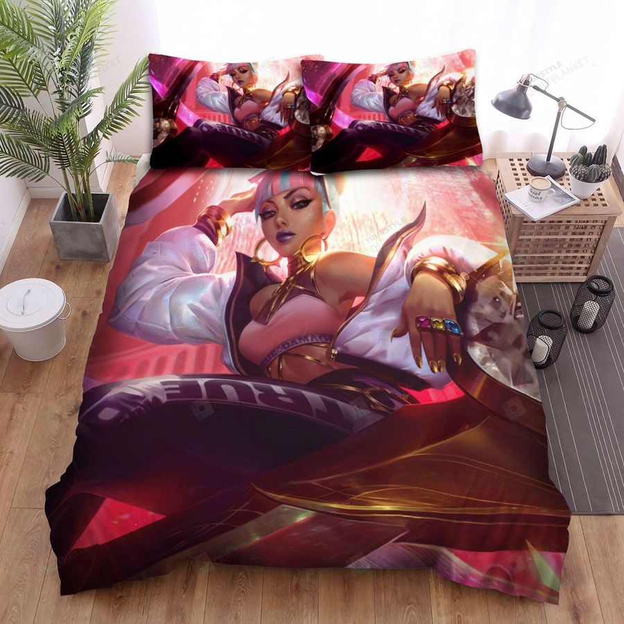 League Of Legends True Damage Qiyana Splash Art Bed Sheets Spread Duvet Cover Bedding Sets