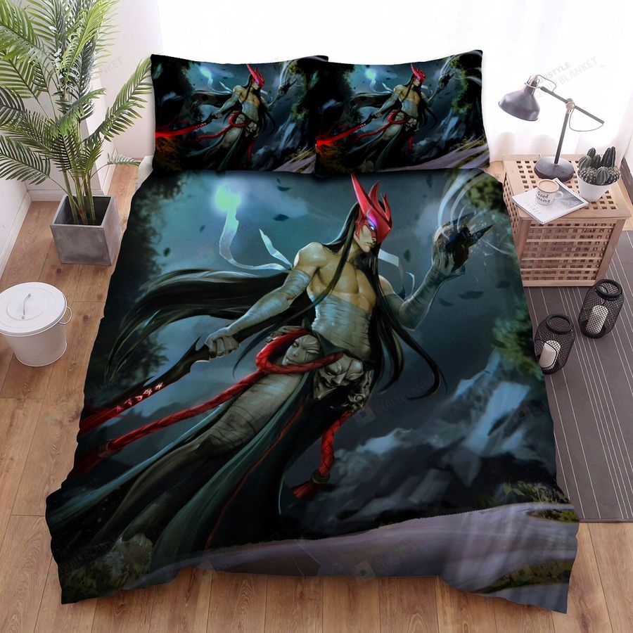 League Of Legends Yone & His Demon Sword Artwork Bed Sheets Spread Duvet Cover Bedding Sets