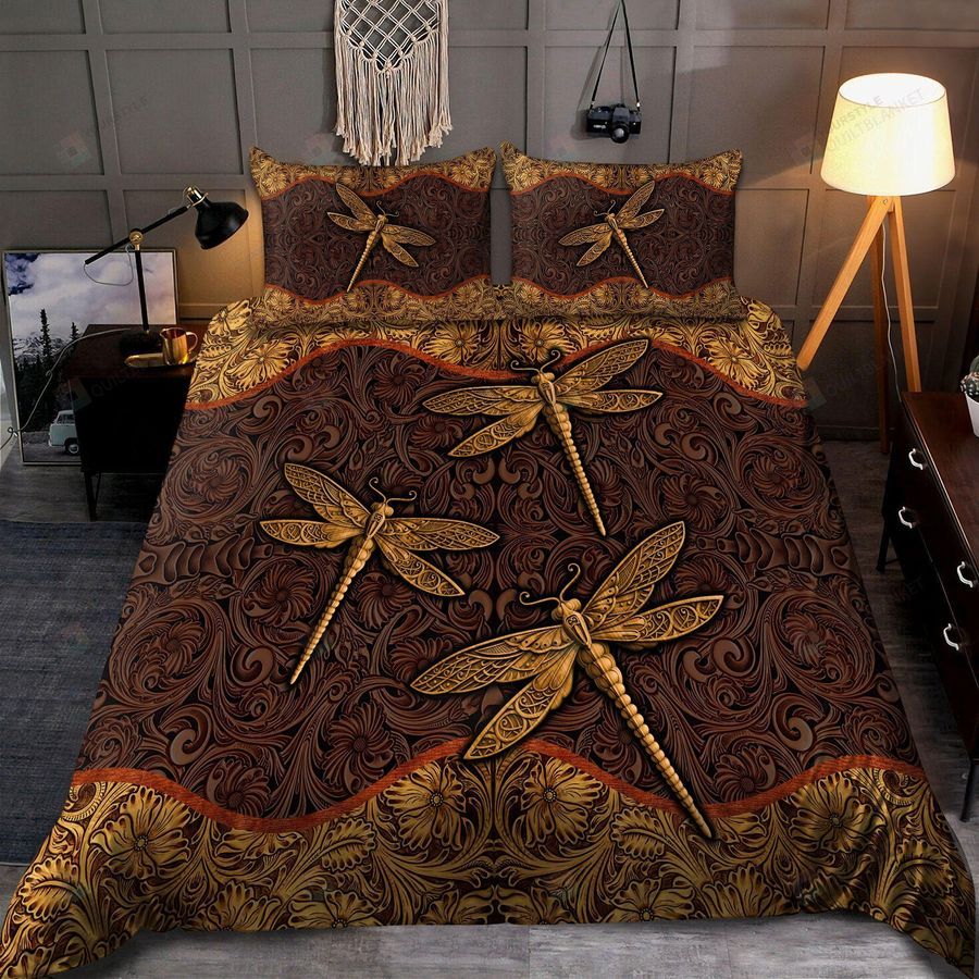 Leather Art Of Dragonfly Bed Sheets Spread Duvet Cover Bedding Set