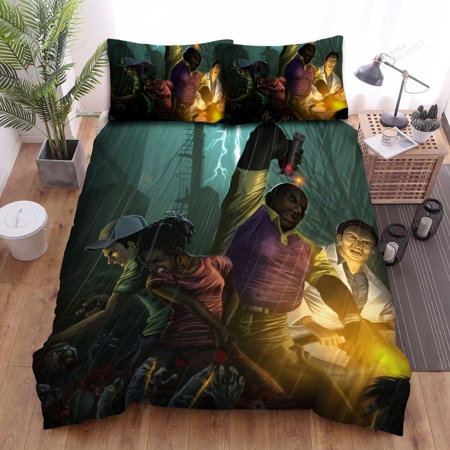 Left 4 Dead 2 , Zombies Around The Survivors Bed Sheets Spread Duvet Cover Bedding Sets