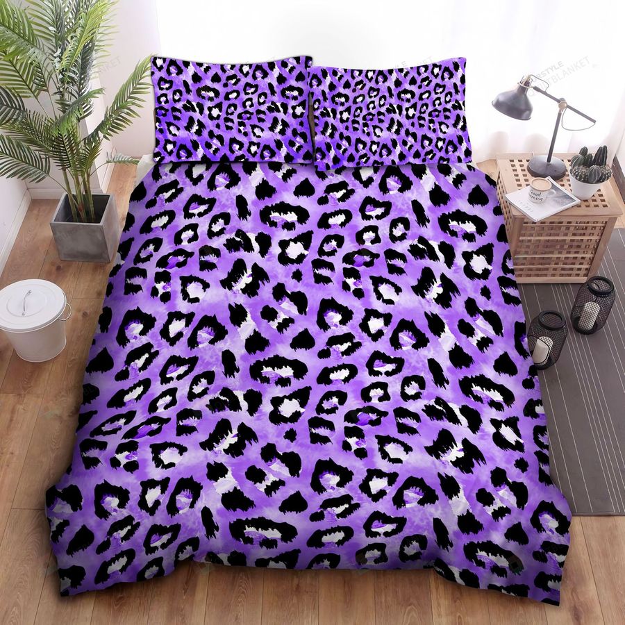 Leopard Purple Skin Print Cotton Bed Sheets Spread Comforter Duvet Cover Bedding Sets