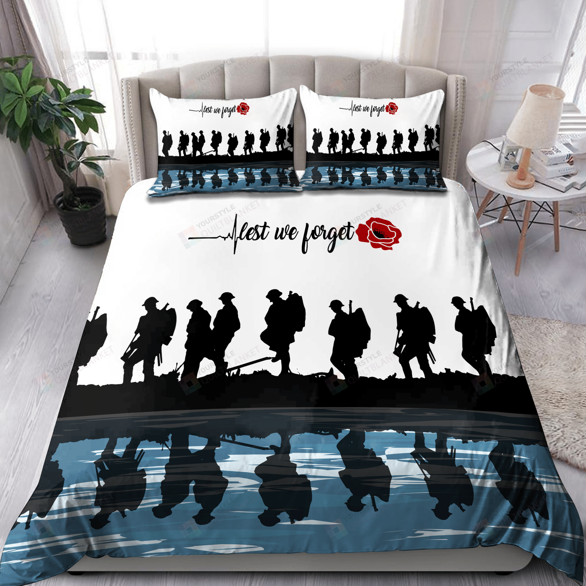 Lest We Forget Honor The Fallen Uk Veteran Bed Sheets Duvet Cover Bedding Set Great Gift For Veteran's Day.png
