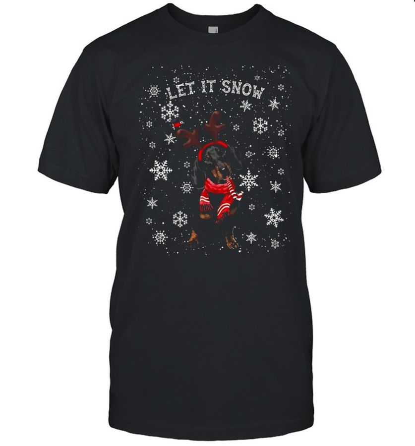 Let It Snow Black Dachshund Dog Christmas Sweater T Shirt