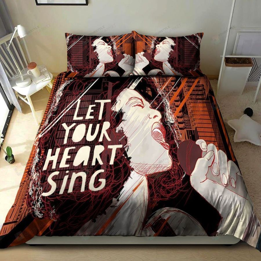 Let Your Heart Sing Cotton Bed Sheets Spread Comforter Duvet Cover Bedding Sets