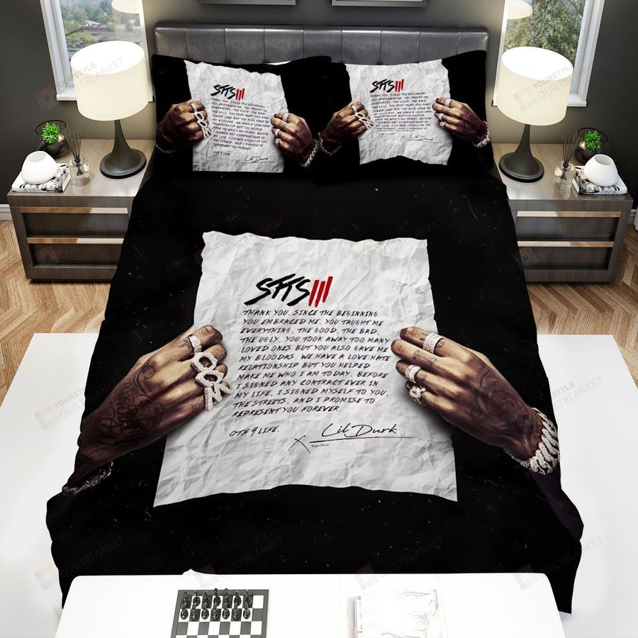 Lil Durk Signed To The Streets 3 Bed Sheets Spread Comforter Duvet Cover Bedding Sets