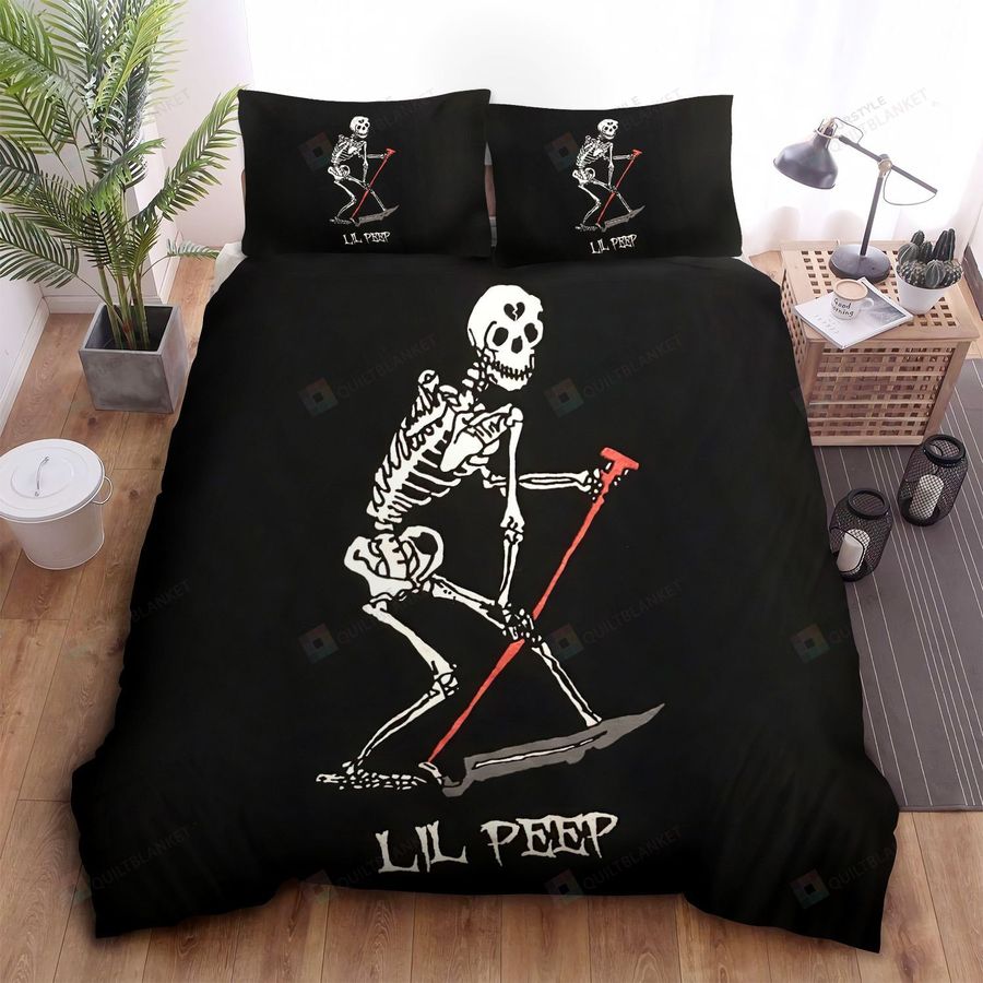 Lil Peep Skeleton Skating Bed Sheets Spread Comforter Duvet Cover Bedding Sets
